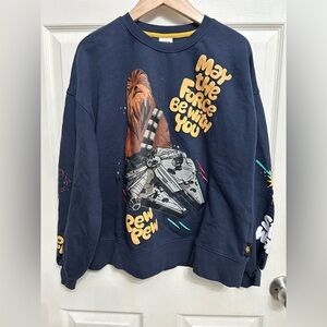Star Wars Navy Sweatshirt with Chewbacca and Millennium Falcon Design